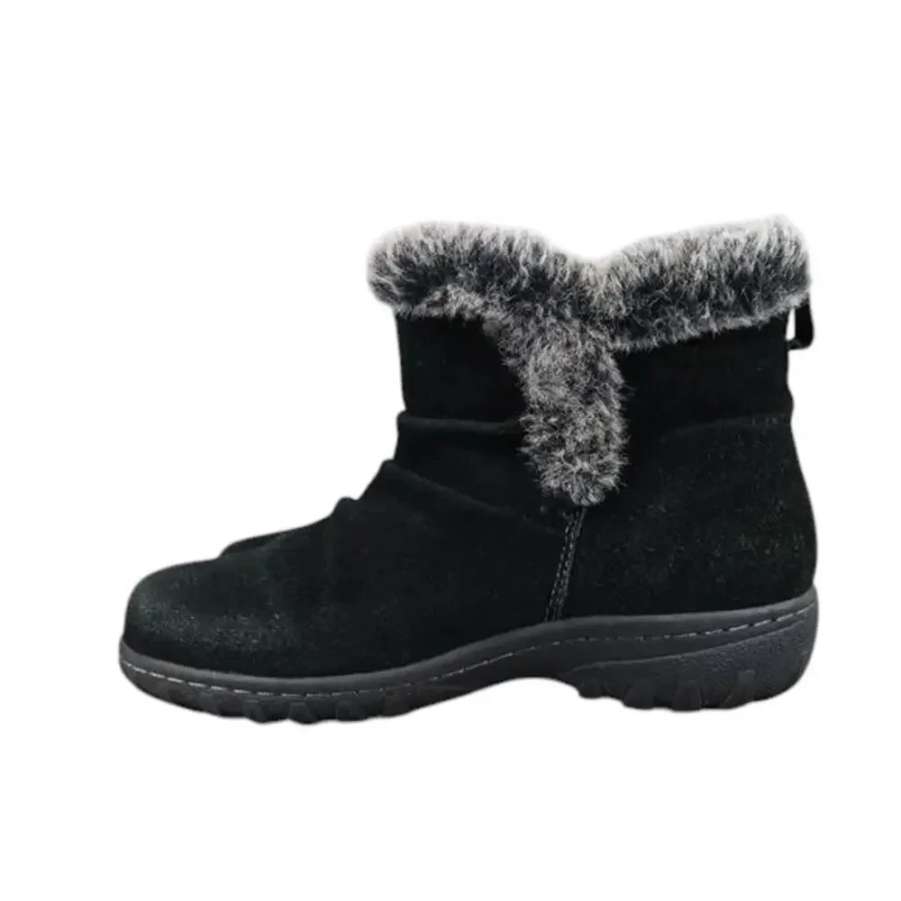 Khombu Shoes Womens 8 Boots Winter Leather Faux Fur Lisa Classic Comfort Black